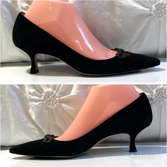 Like🆕 MANOLO BLAHNIK Black Kitten Heels  US 8 - Picture 5 of 13